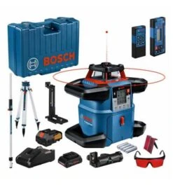 Bosch Rotationslaser GRL 600 CHV, Messstab, Baustativ, Akku, Ladegerät, Zubehör, Handwerkerkoffer